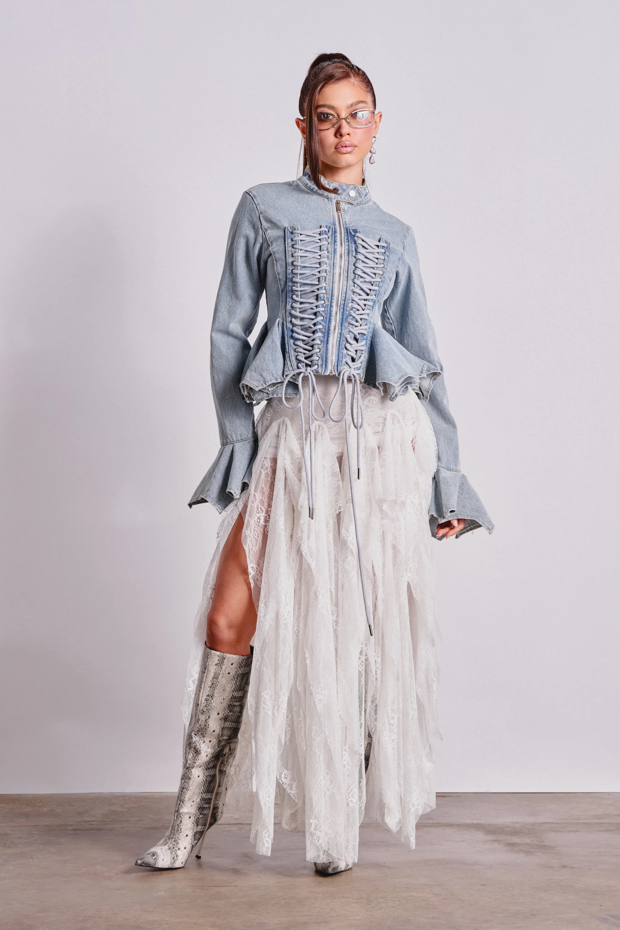 DOUBLE DARE YOU PEPLUM DENIM JACKET - Image 6