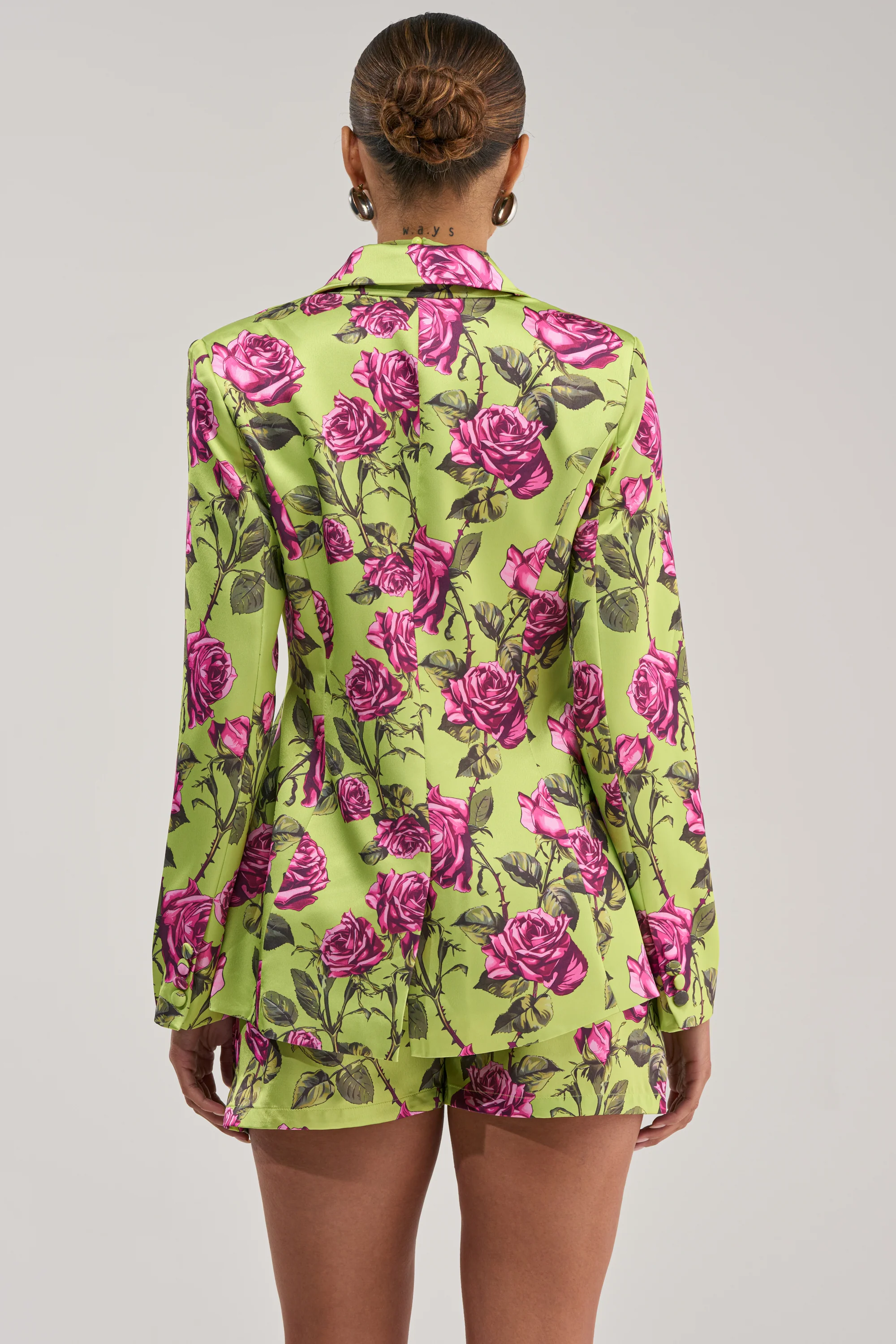DOZEN ROSES SATIN BLAZER IN CHARTREUSE - Image 4