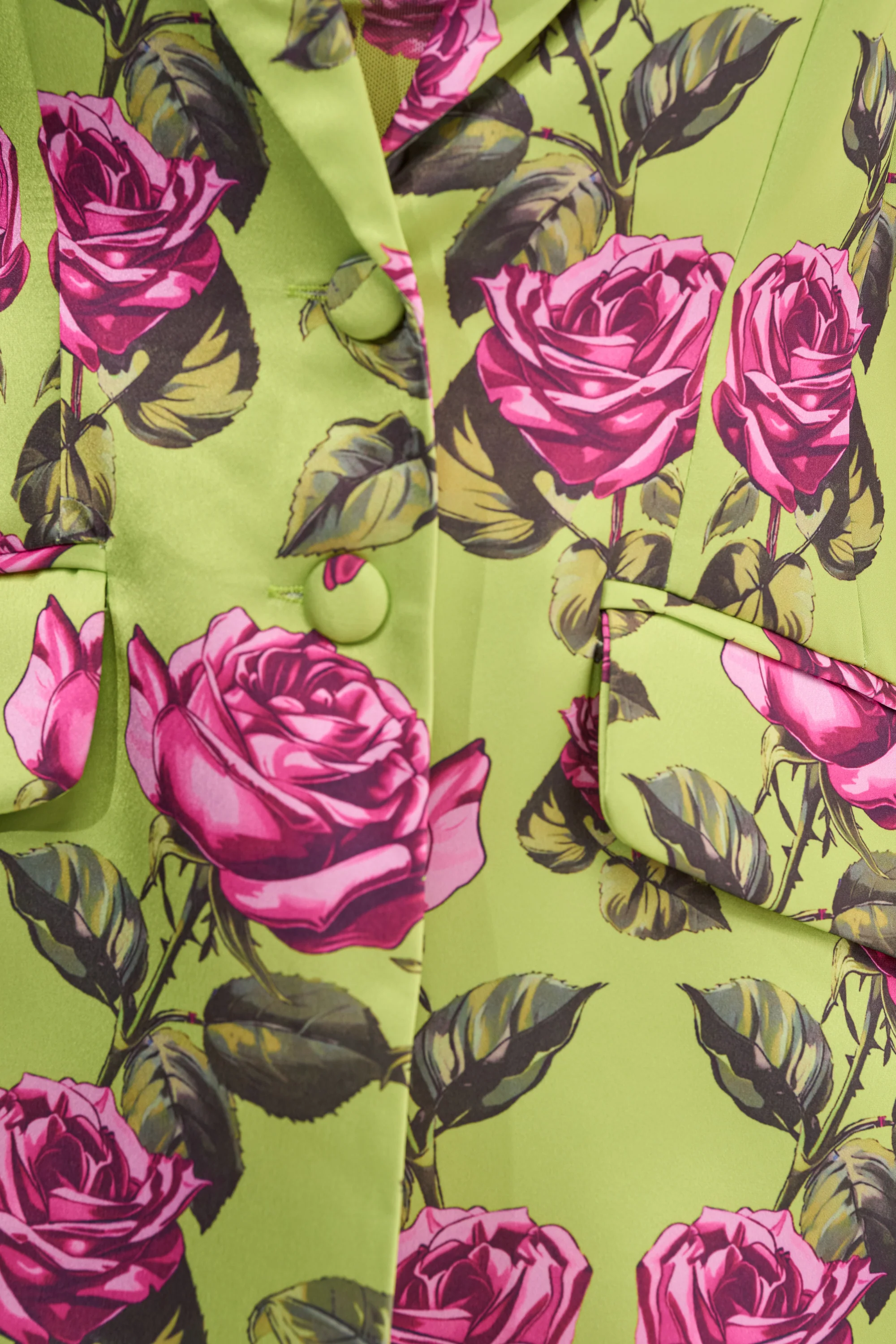 DOZEN ROSES SATIN BLAZER IN CHARTREUSE - Image 7