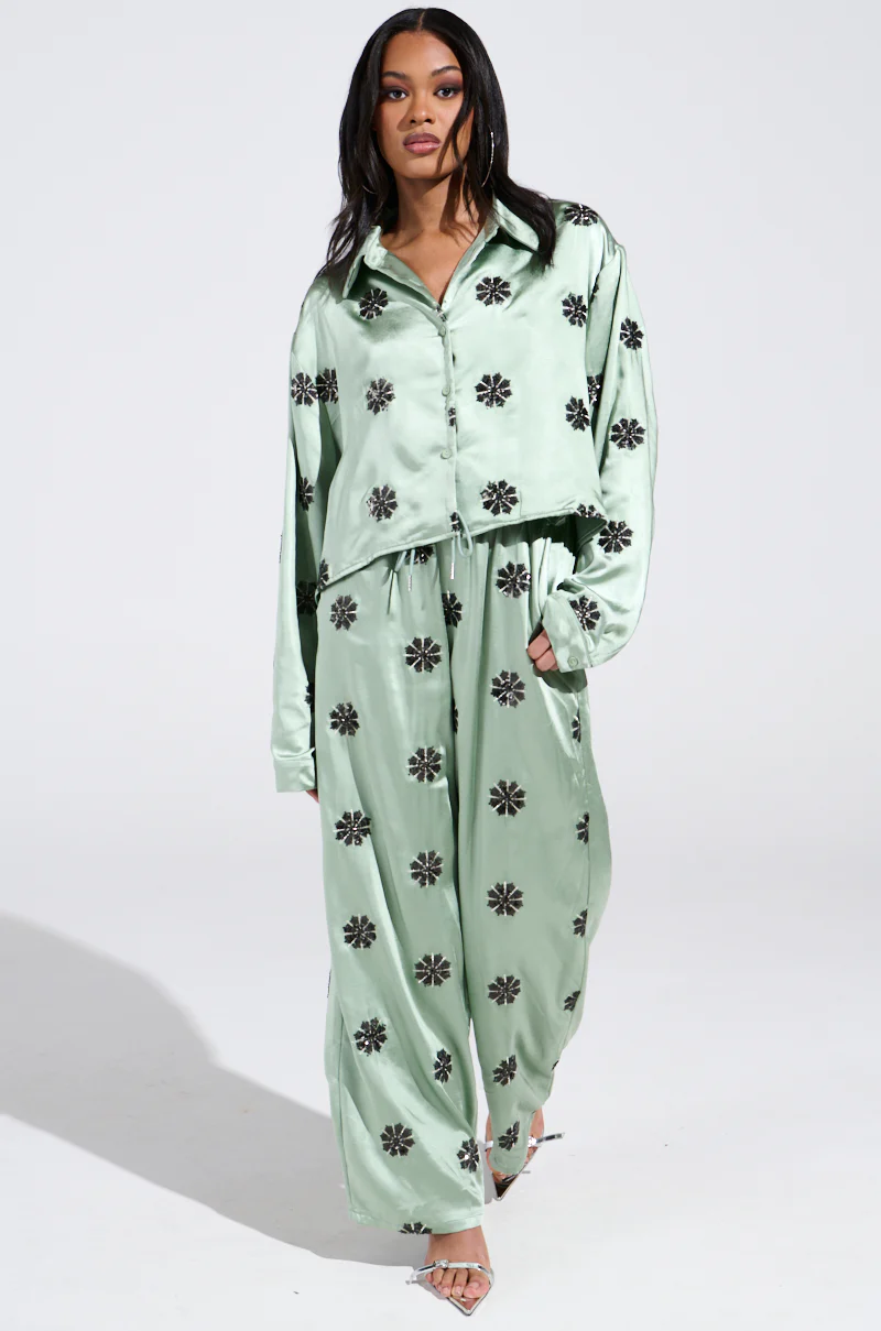 DREAMS COMING TRUE SATIN BUTTON DOWN TOP - Image 6