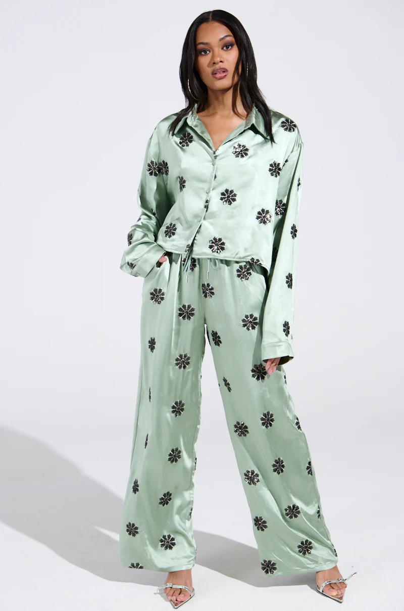 DREAMS COMING TRUE SATIN PALAZZO PANT - Image 4