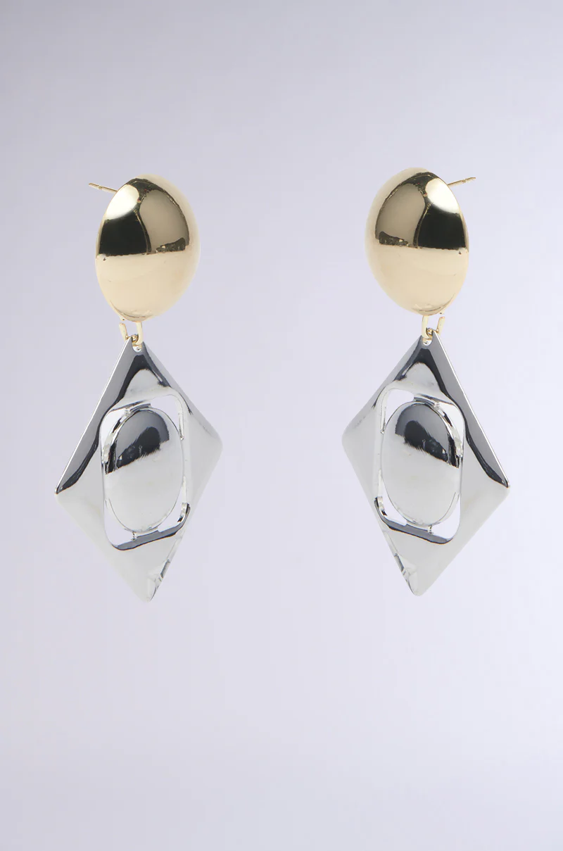 SQUARE UP EARRING IN SILVER - Image 3