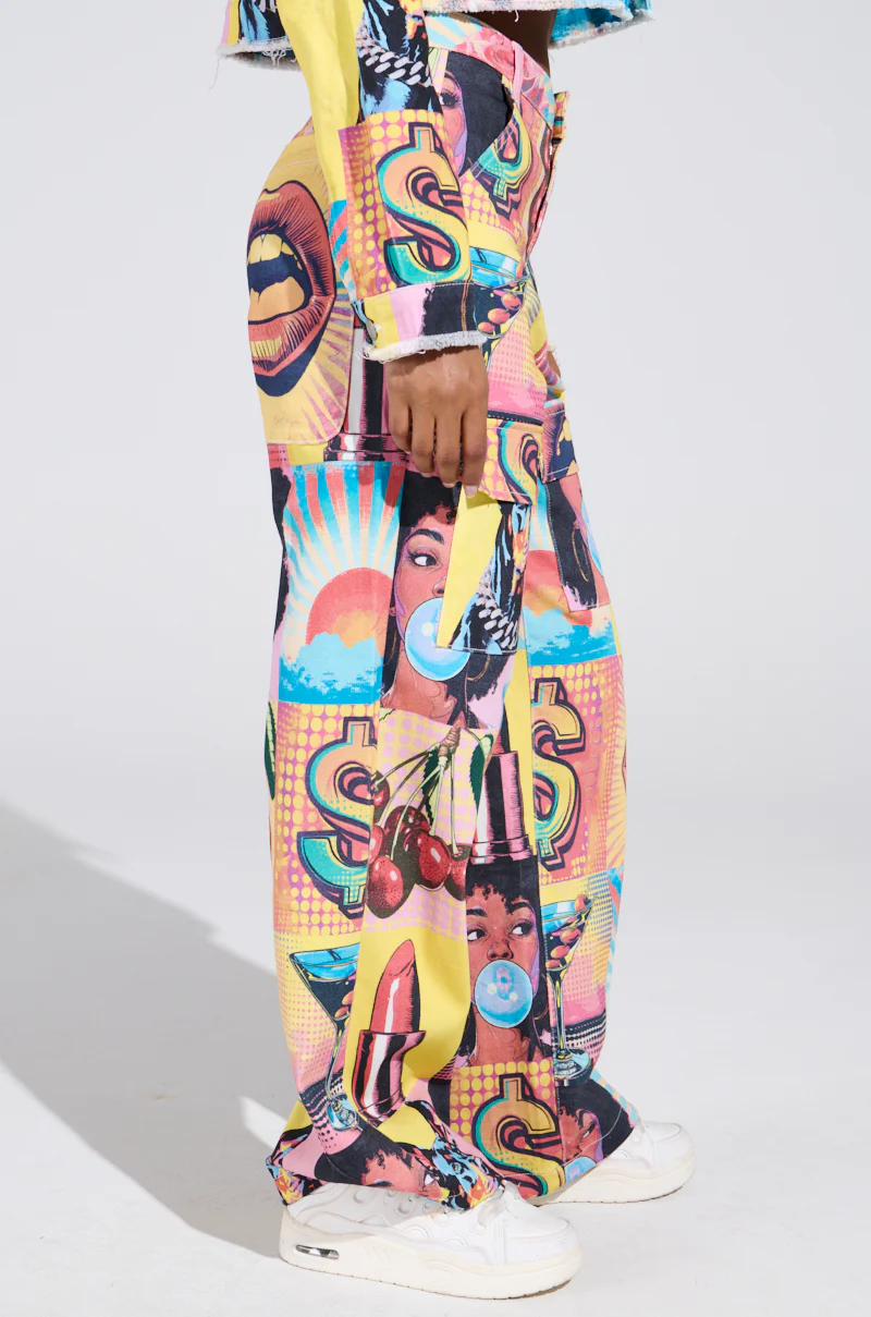 ELECTRIC PRINTED DENIM CARGO PANTS - Image 4