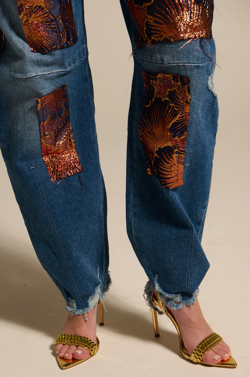 ELEGANT VIBES BROCADE PATCH RELAXED DENIM - Image 8