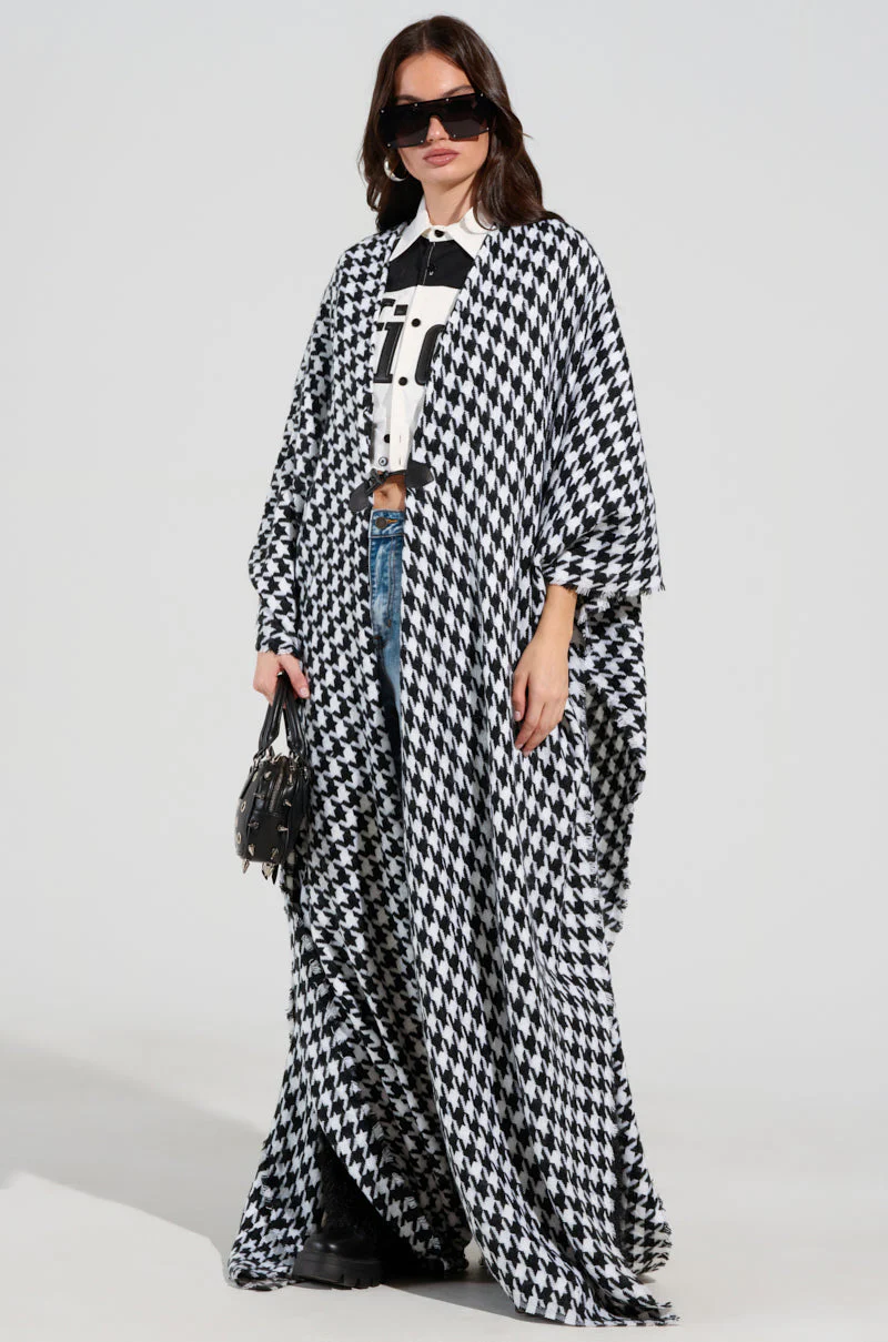 ELEVATED LIFE HOUNDSTOOTH PONCHO - Image 2