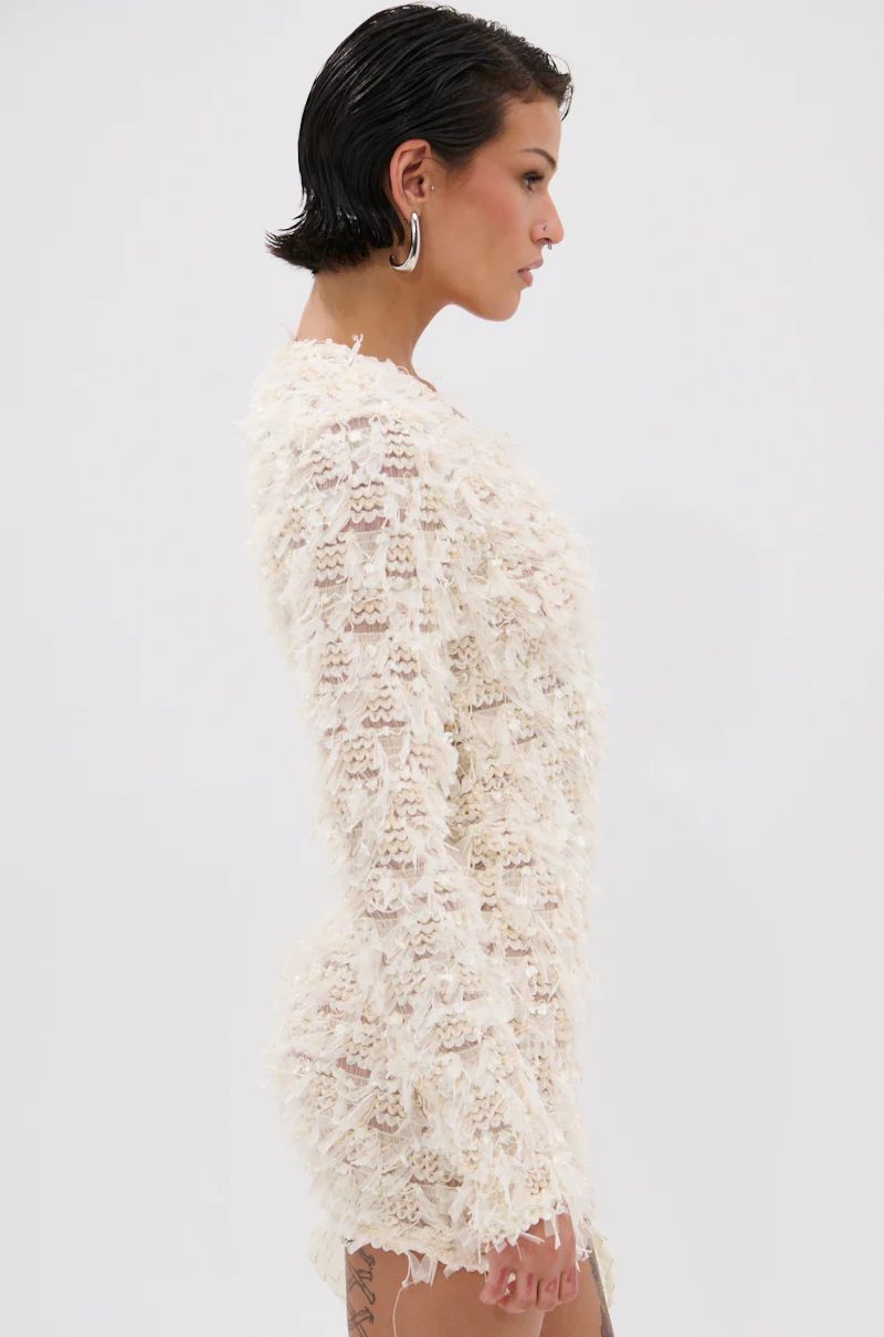 ELINA SHAGGY MESH MINI DRESS - Image 4