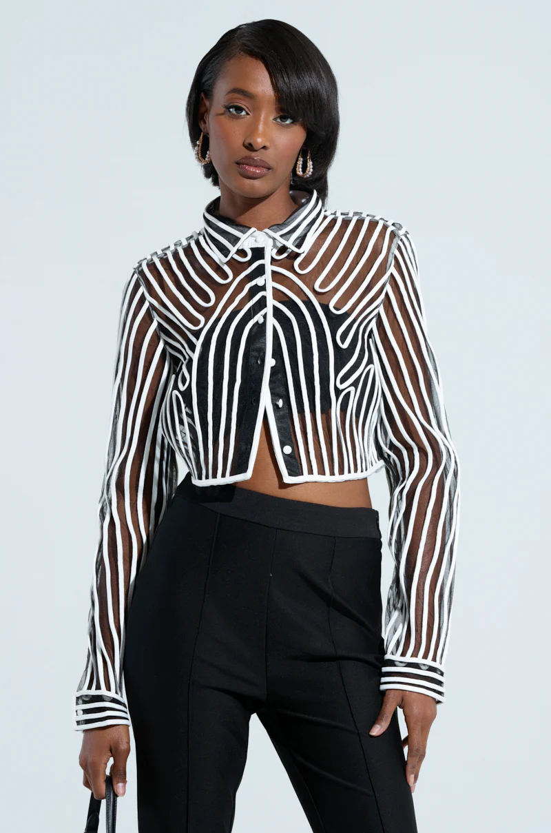 EVA LONG SLEEVE BUTTON DOWN STRIPED SHIRT - Image 2