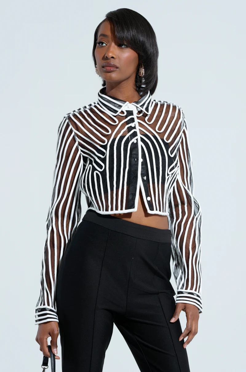 EVA LONG SLEEVE BUTTON DOWN STRIPED SHIRT - Image 3