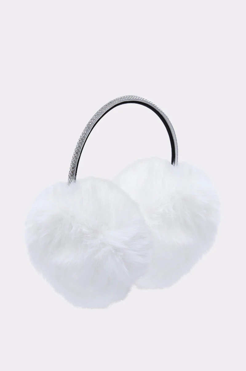 EXTRA RHINESTONE EAR MUFFS IN WHITE - Image 5