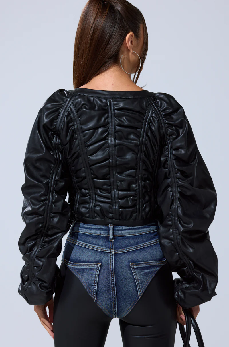 FAUX LEATHER CORSETED MOTO JACKET - Image 6
