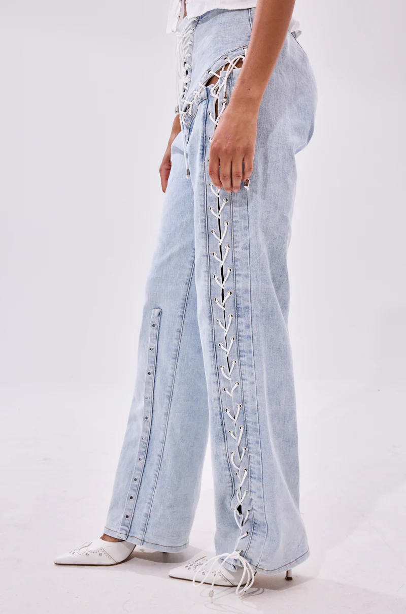 FEELING BLESSED LACE UP DENIM - Image 2