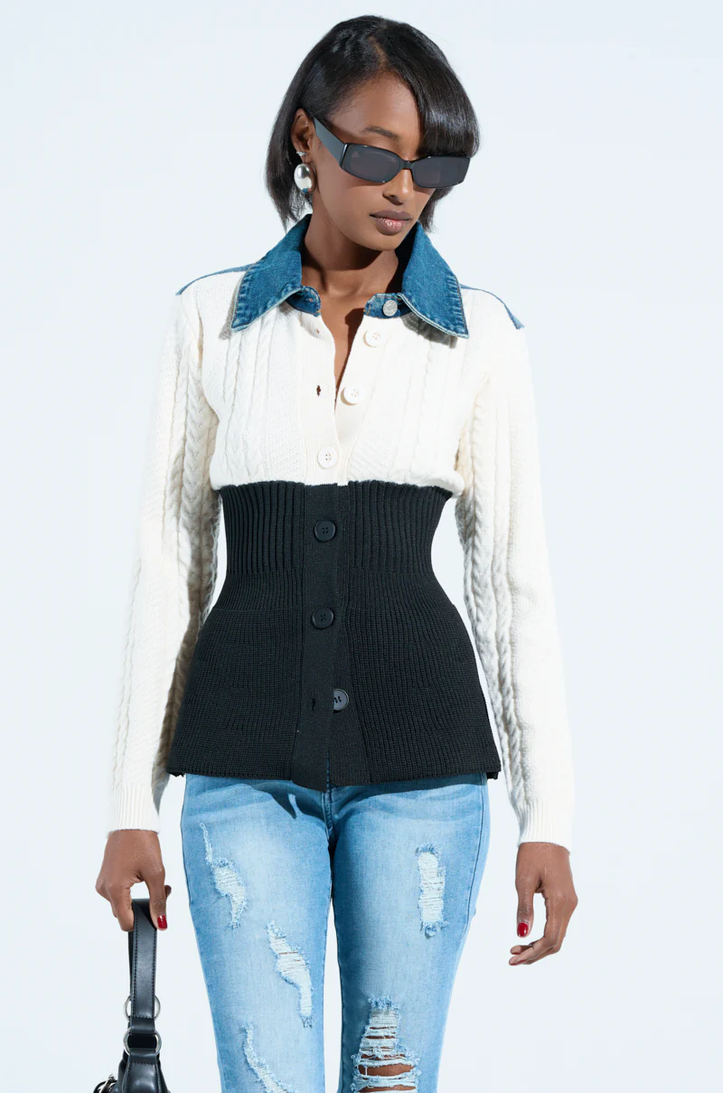 FINEST MOMENT PEPLUM DETAIL SWEATER IN IVORY - Image 2