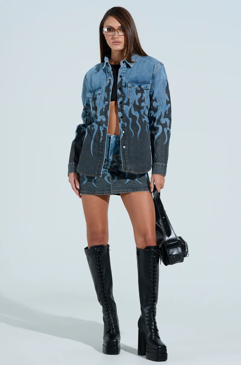 FIRE TO MY FLAME DENIM SHIRT - Image 7