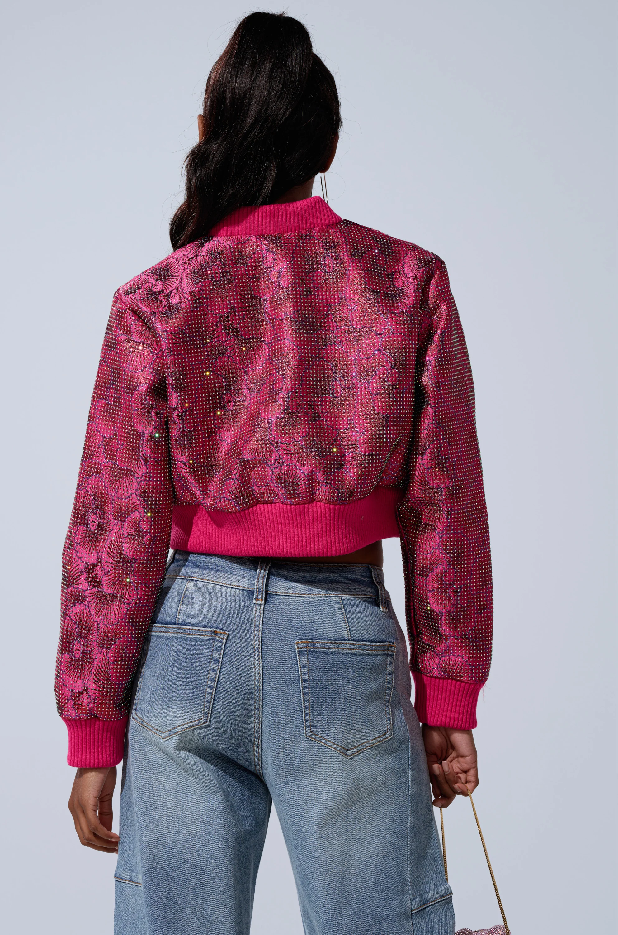FLEUR RHINESTONE BROCADE BOMBER - Image 7