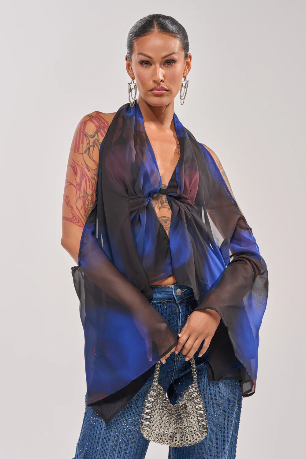 FLY AWAY TIE FRONT BLOUSE