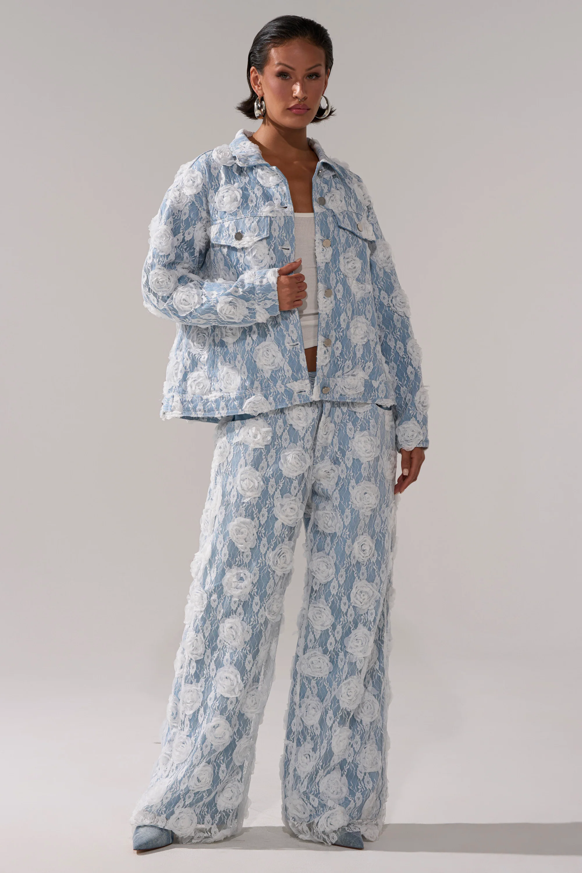 FOLLOW MY LEAD APPLIQUE WIDE LEG DENIM