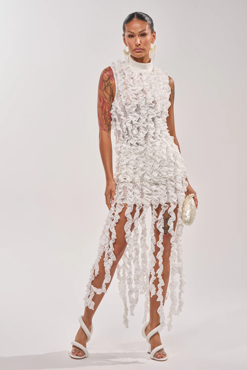 FOR THE FRILL OF IT MINI DRESS IN WHITE - Image 3