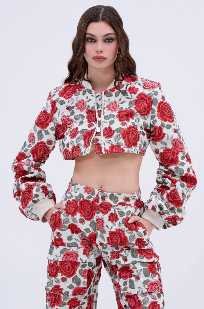 FULL OF ROSES CROPPED BOMBER - Image 5