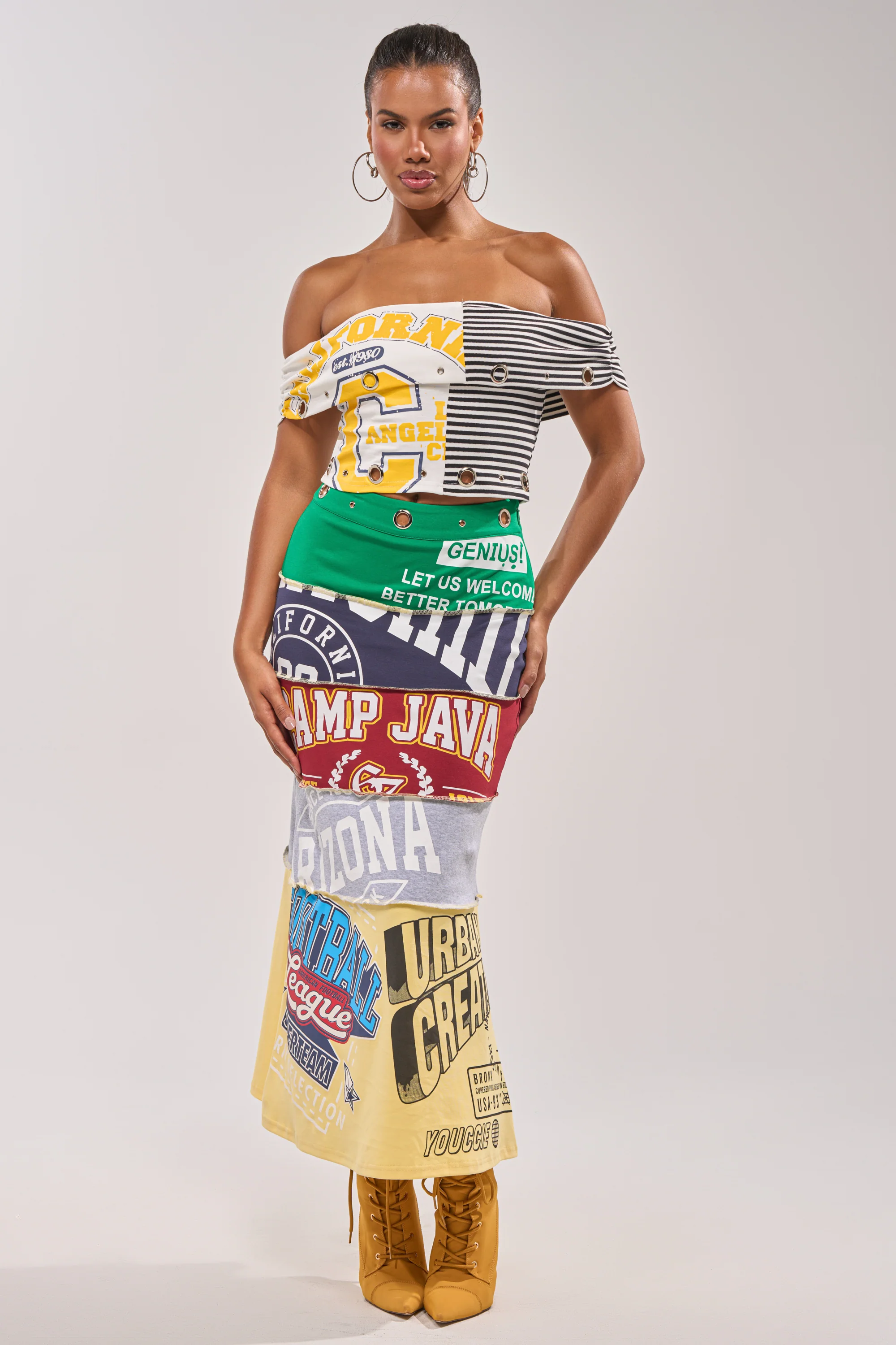 FULL RIDE OFF THE SHOULDER PATCHWORK TOP - Image 8