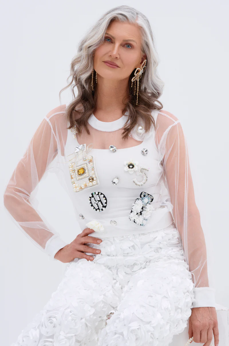 GABRIELLA EMBELLISHED MESH TOP