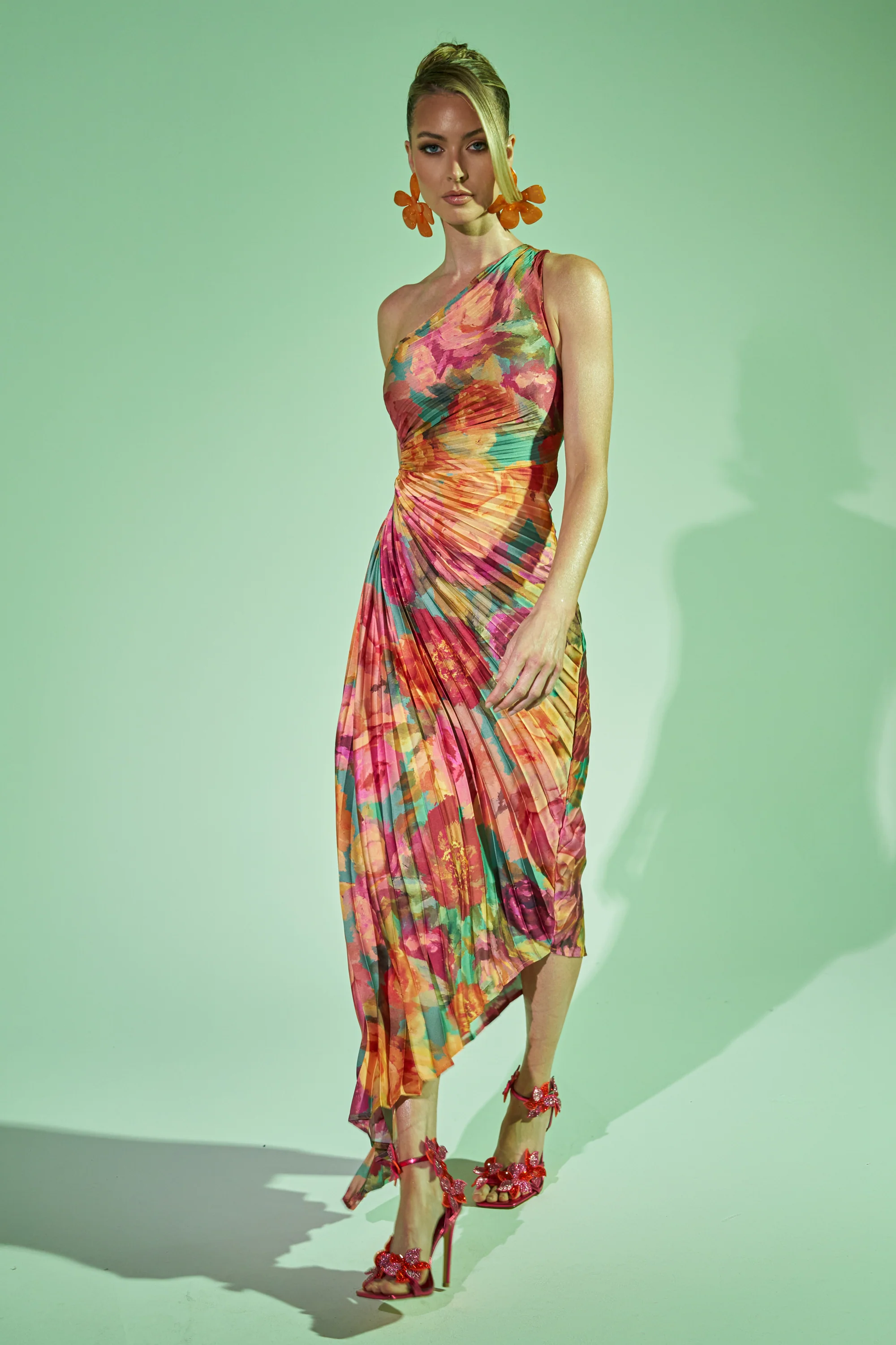 GARDEN FLORAL PLEATED MIDI DRESS - Image 2