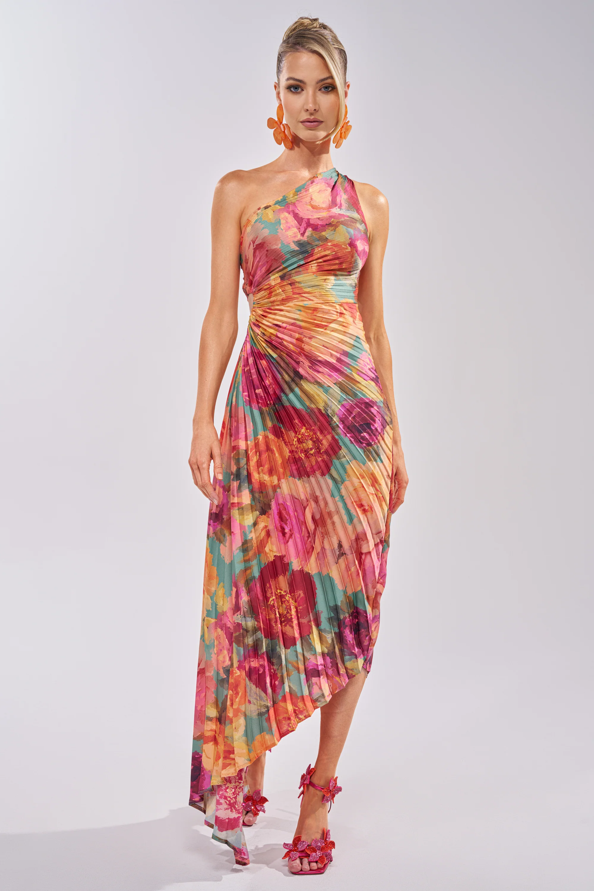 GARDEN FLORAL PLEATED MIDI DRESS - Image 4