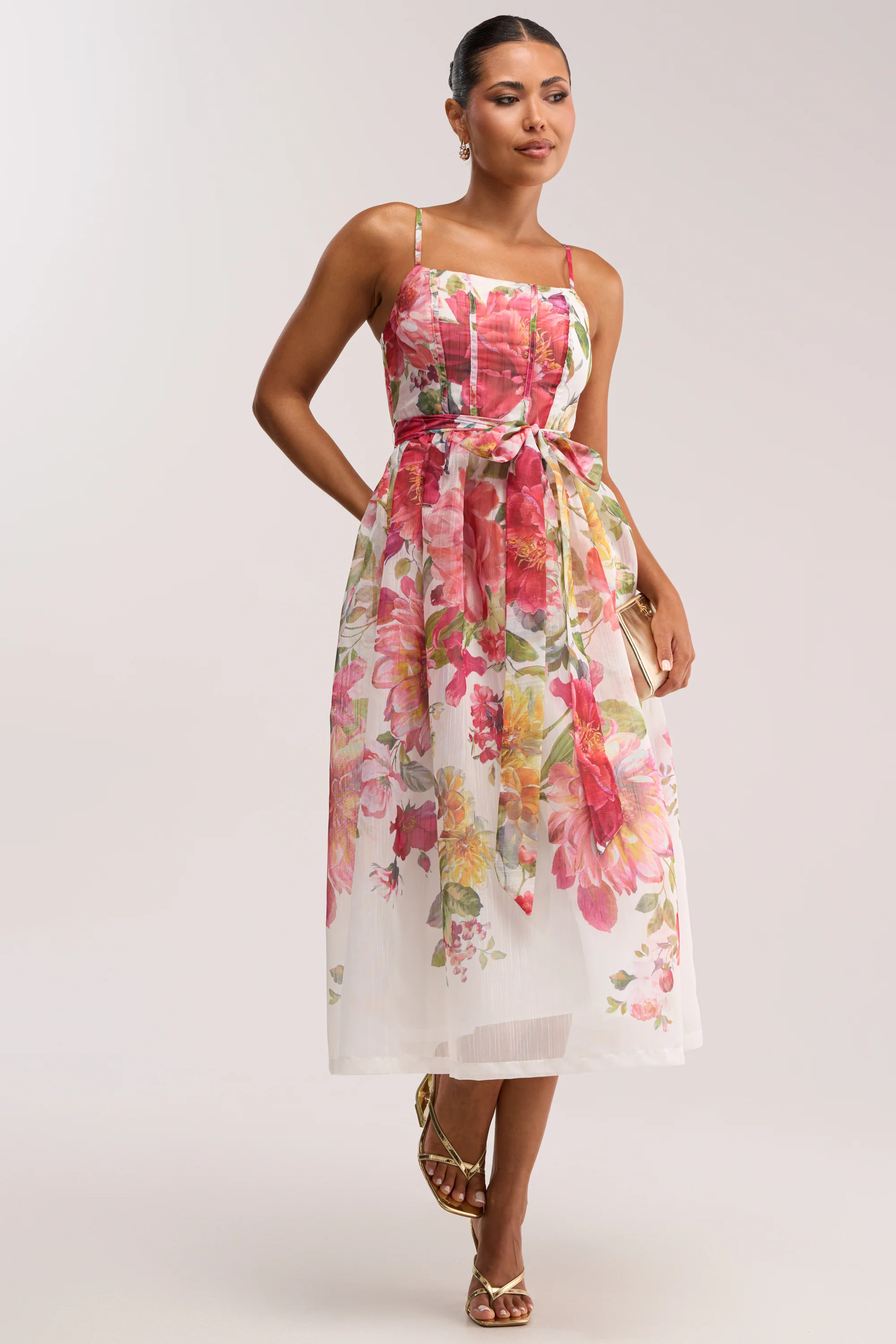 GARDEN PARTY FLORAL CHIFFON MIDI DRESS - Image 2