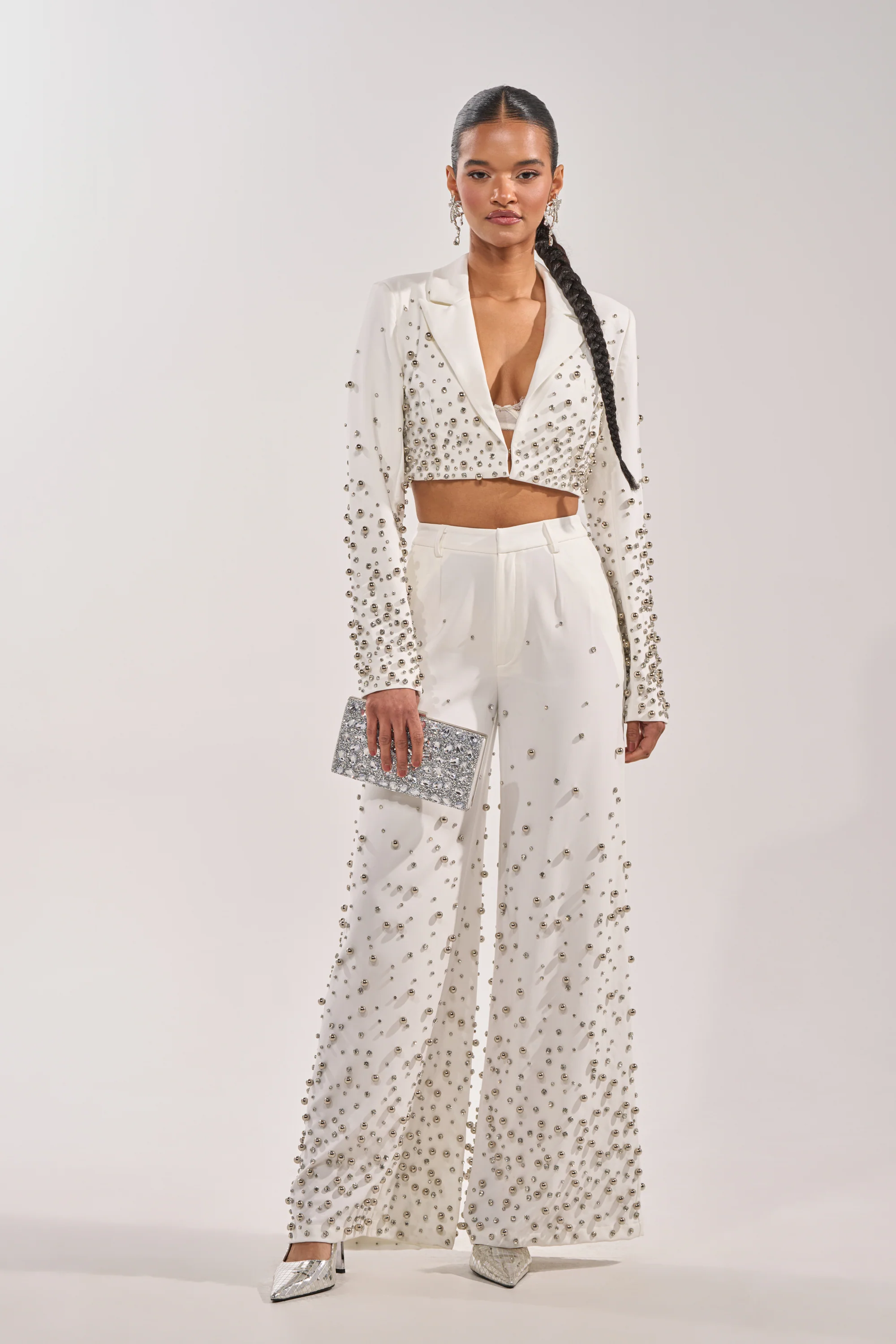 GET CLOSER EMBELLISHED TROUSER IN WHITE - Image 5