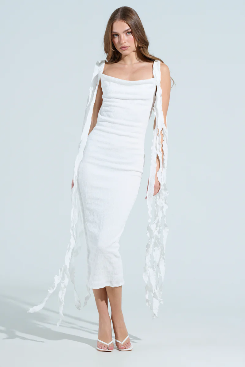 GET LIKE ME BACKLESS MIDI DRESS IN IVORY - Image 3