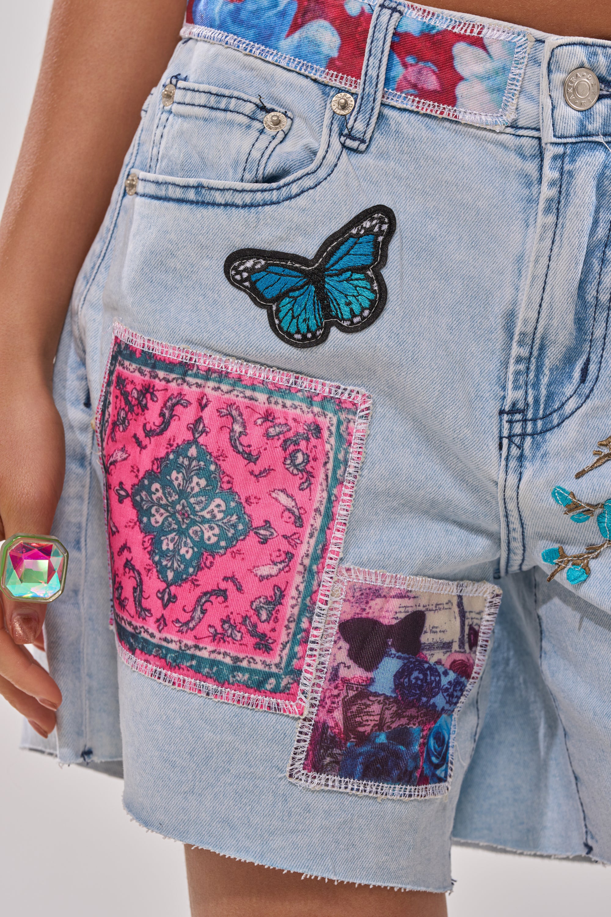 GET THE PICTURE PATCHWORK DENIM SHORTS - Image 9