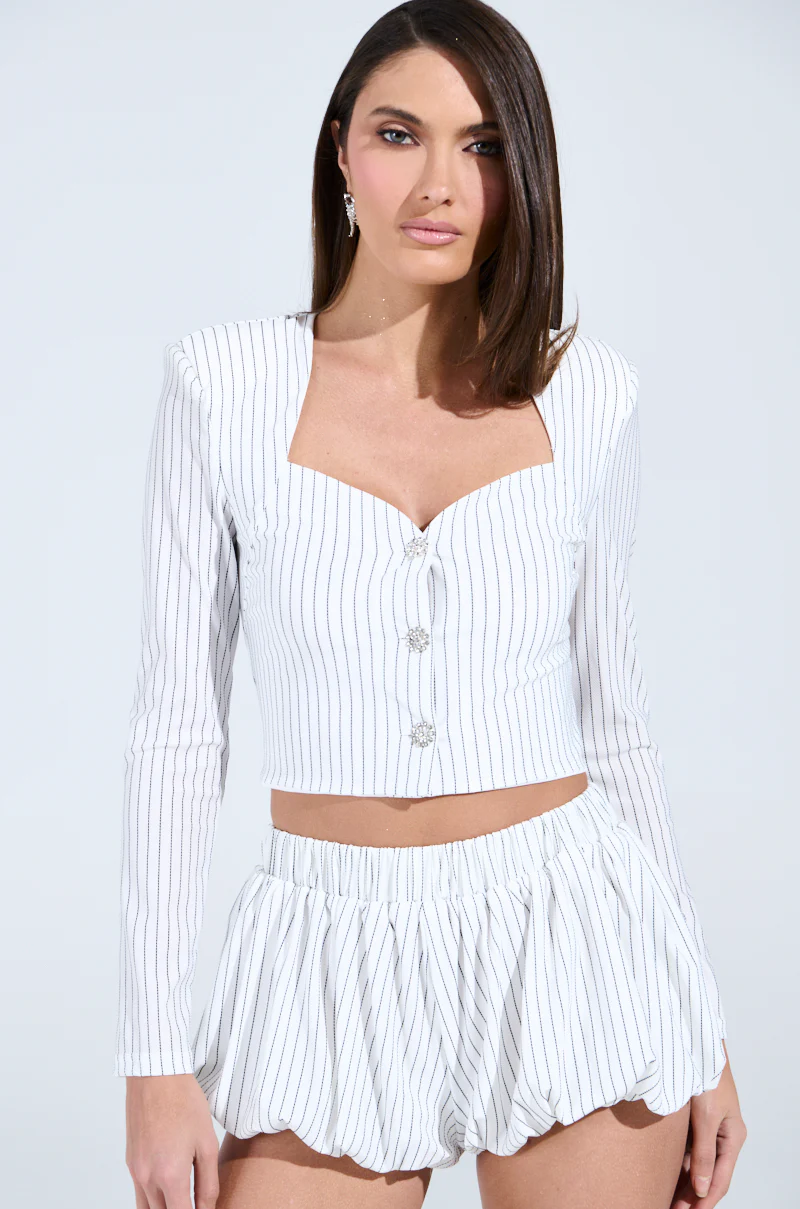 GIMME LOVE STRIPE BUTTON DOWN BLOUSE - Image 2