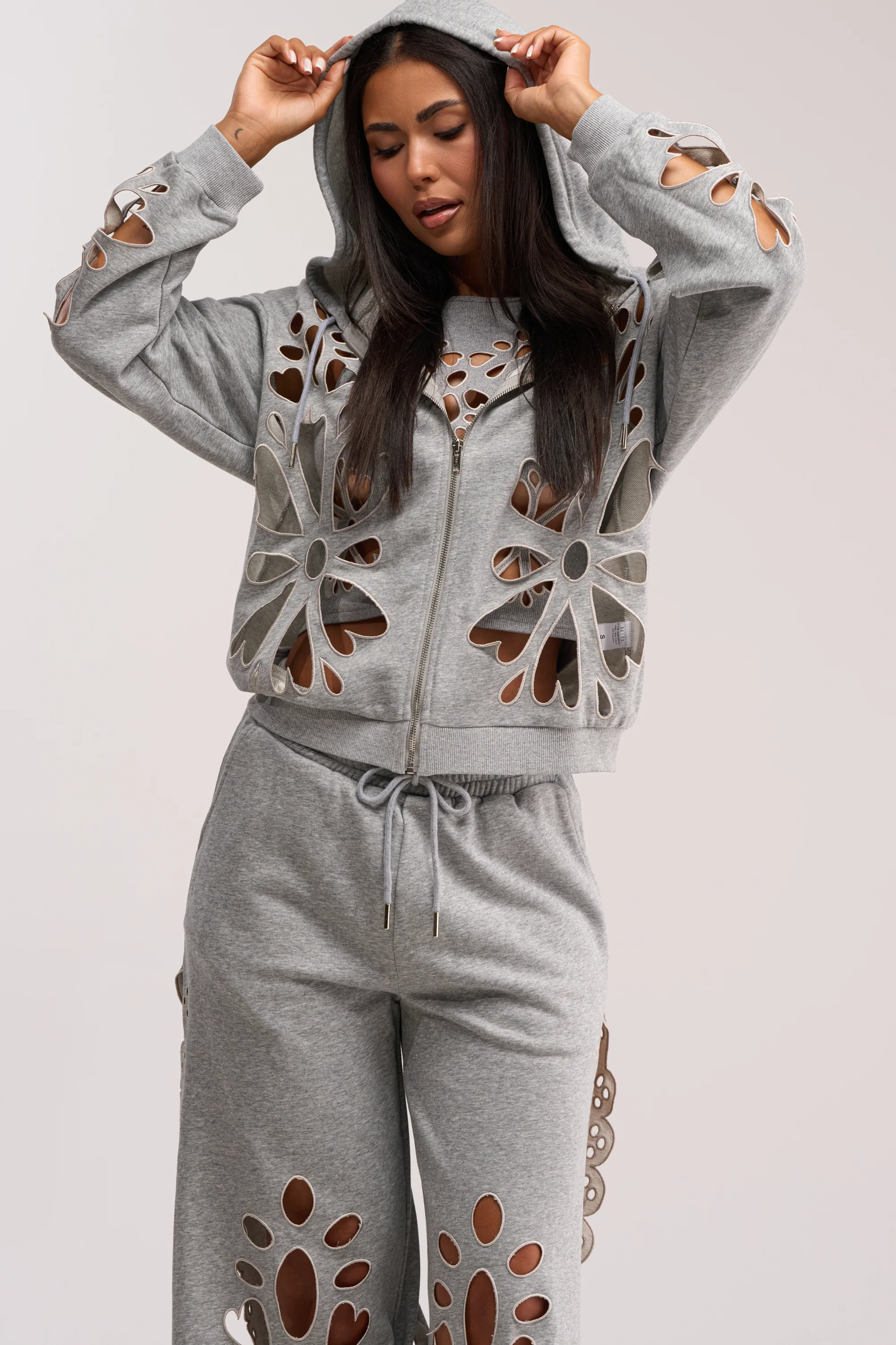 GIRLY POP CUTOUT ZIP UP SWEATSHIRT