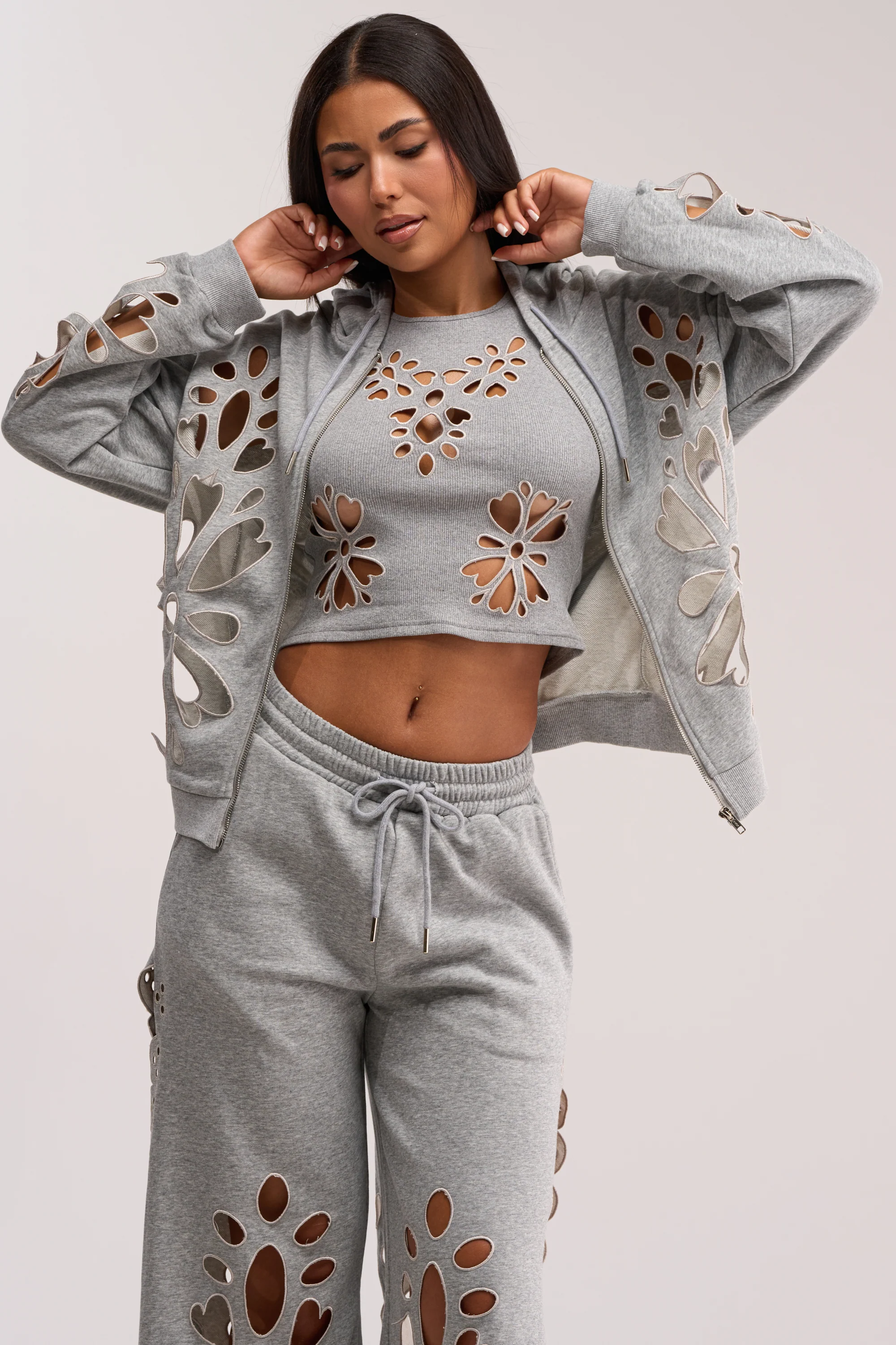 GIRLY POP CUTOUT ZIP UP SWEATSHIRT - Image 2