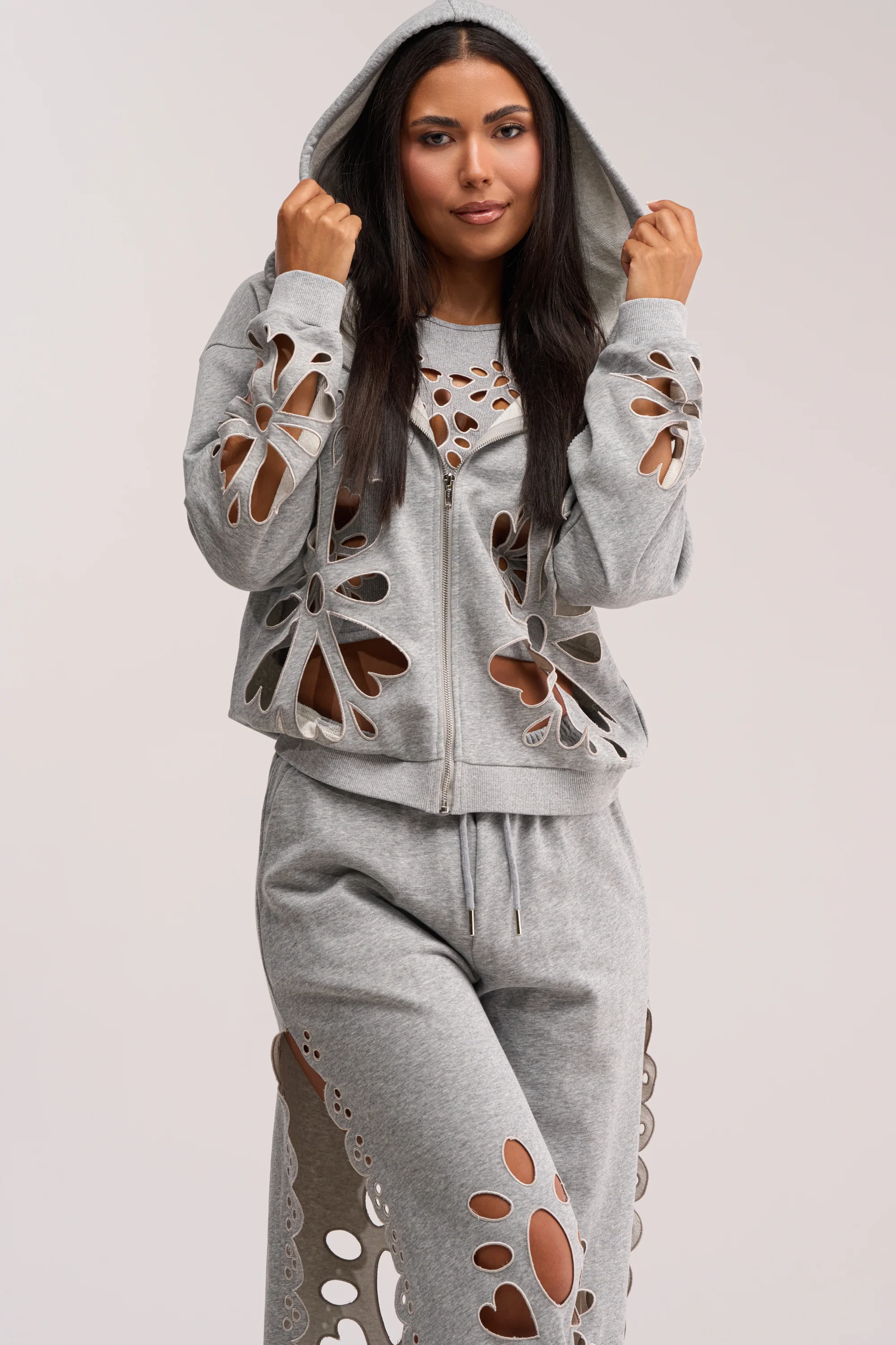 GIRLY POP CUTOUT ZIP UP SWEATSHIRT - Image 3