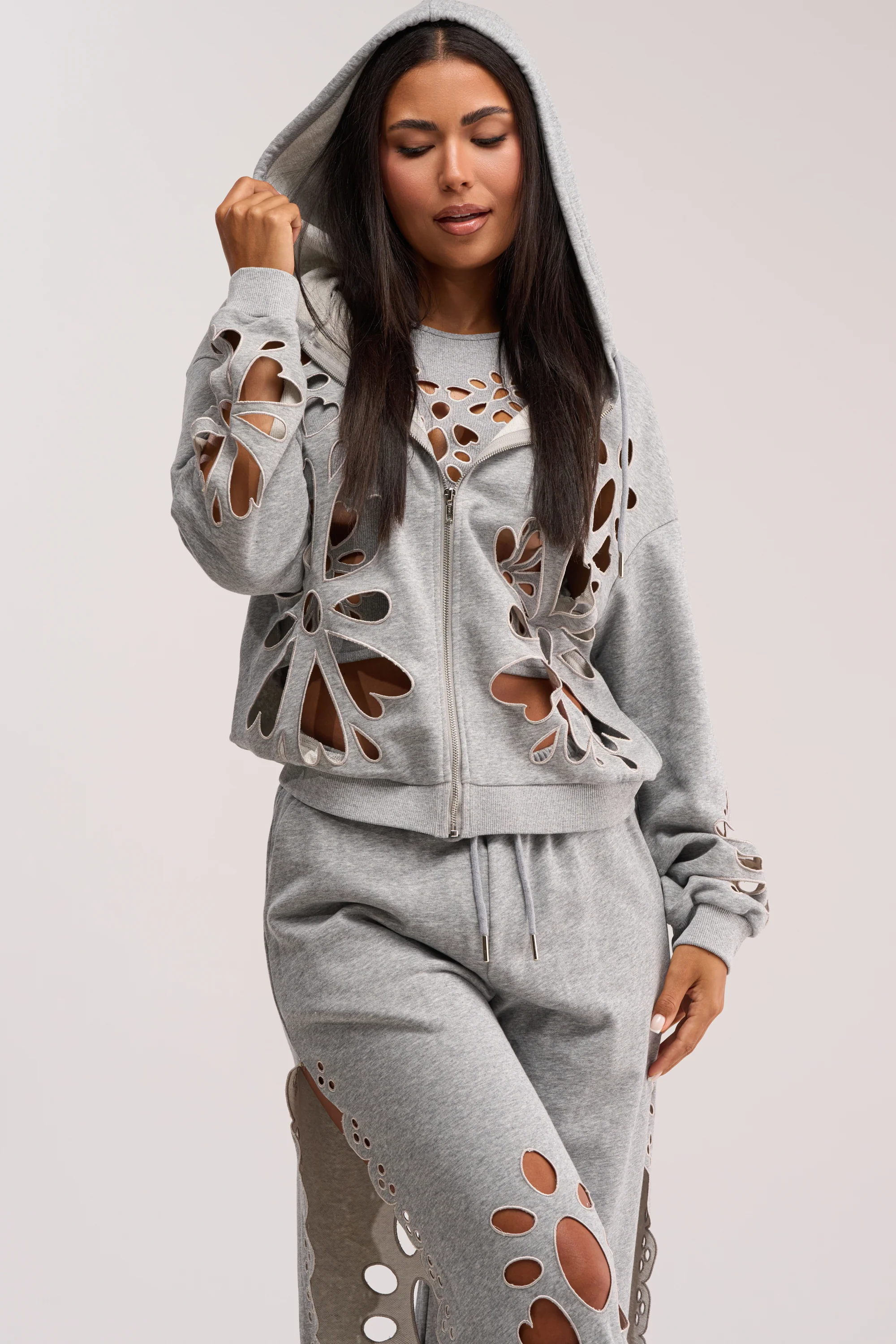 GIRLY POP CUTOUT ZIP UP SWEATSHIRT - Image 4