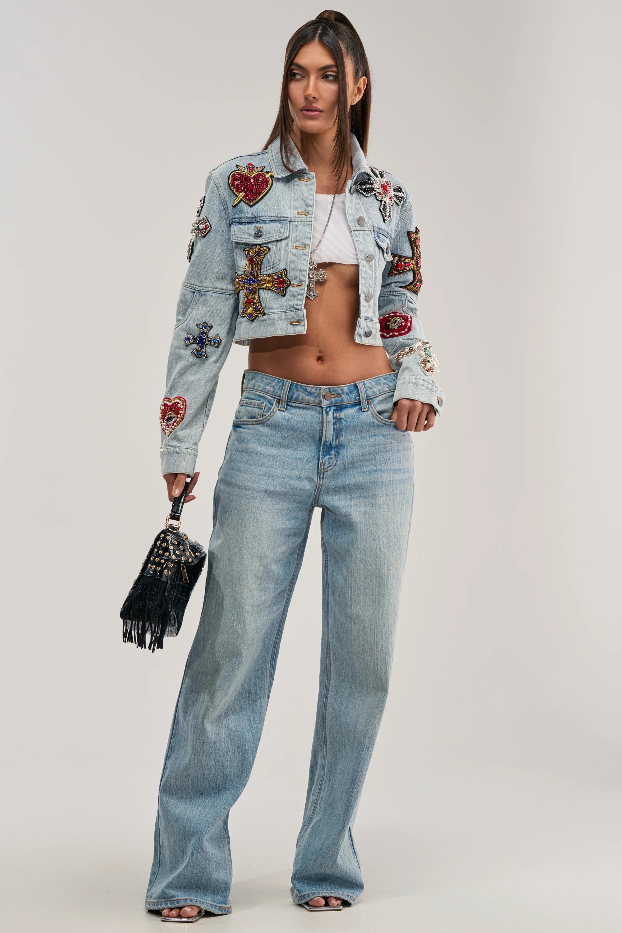 GIVE AND TAKE EMBELLISHED DENIM JACKET - Image 10