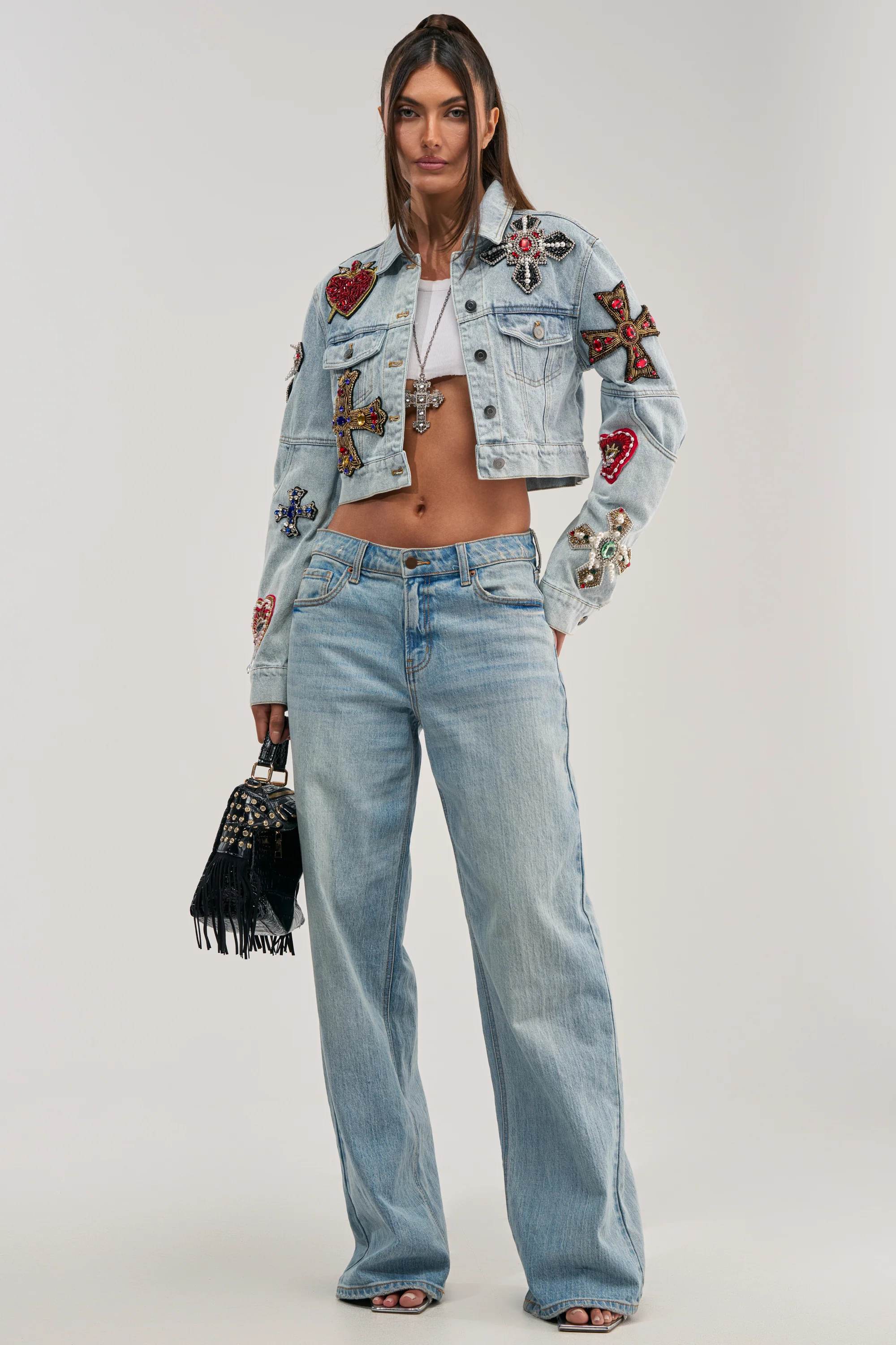 GIVE AND TAKE EMBELLISHED DENIM JACKET - Image 11