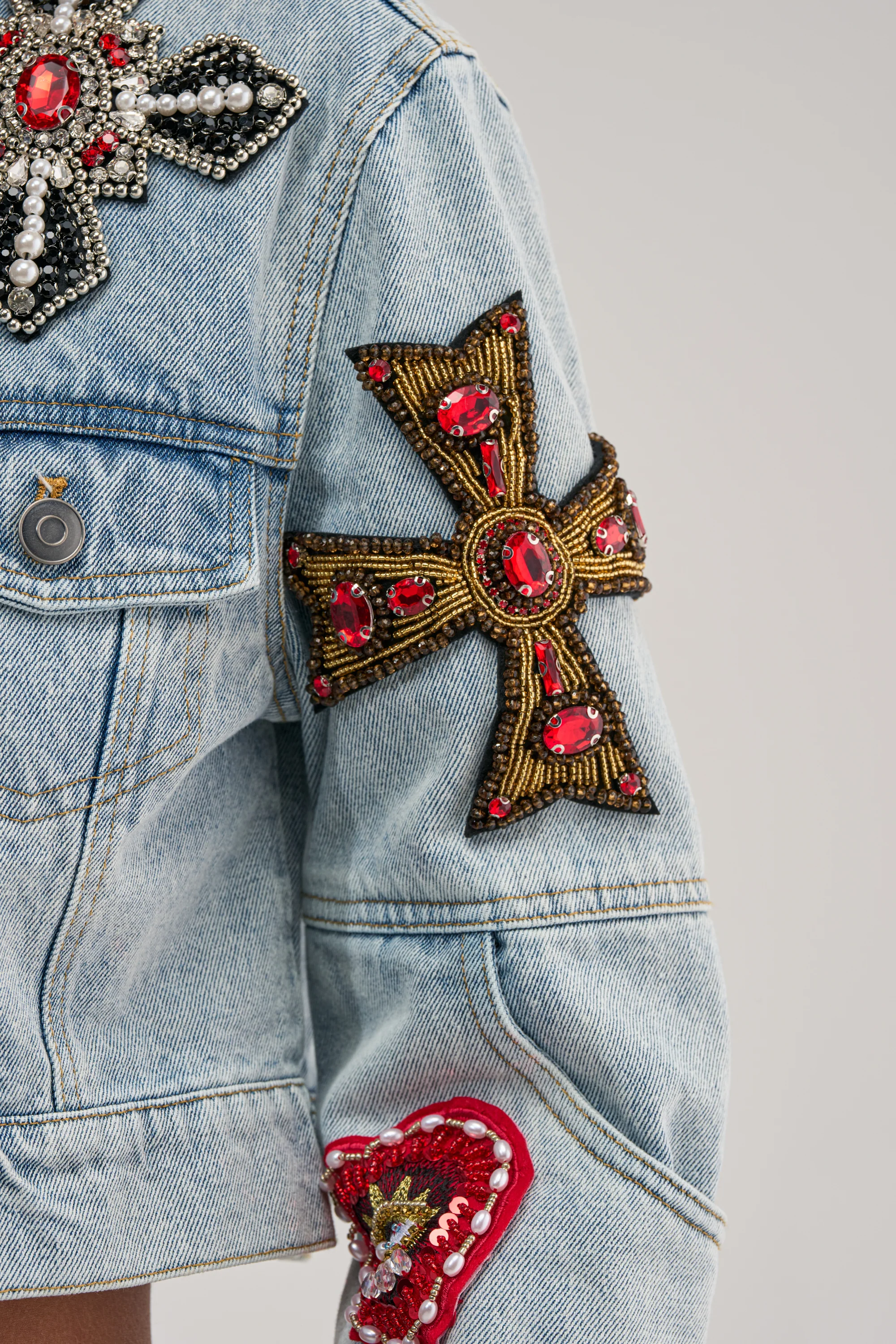 GIVE AND TAKE EMBELLISHED DENIM JACKET - Image 13