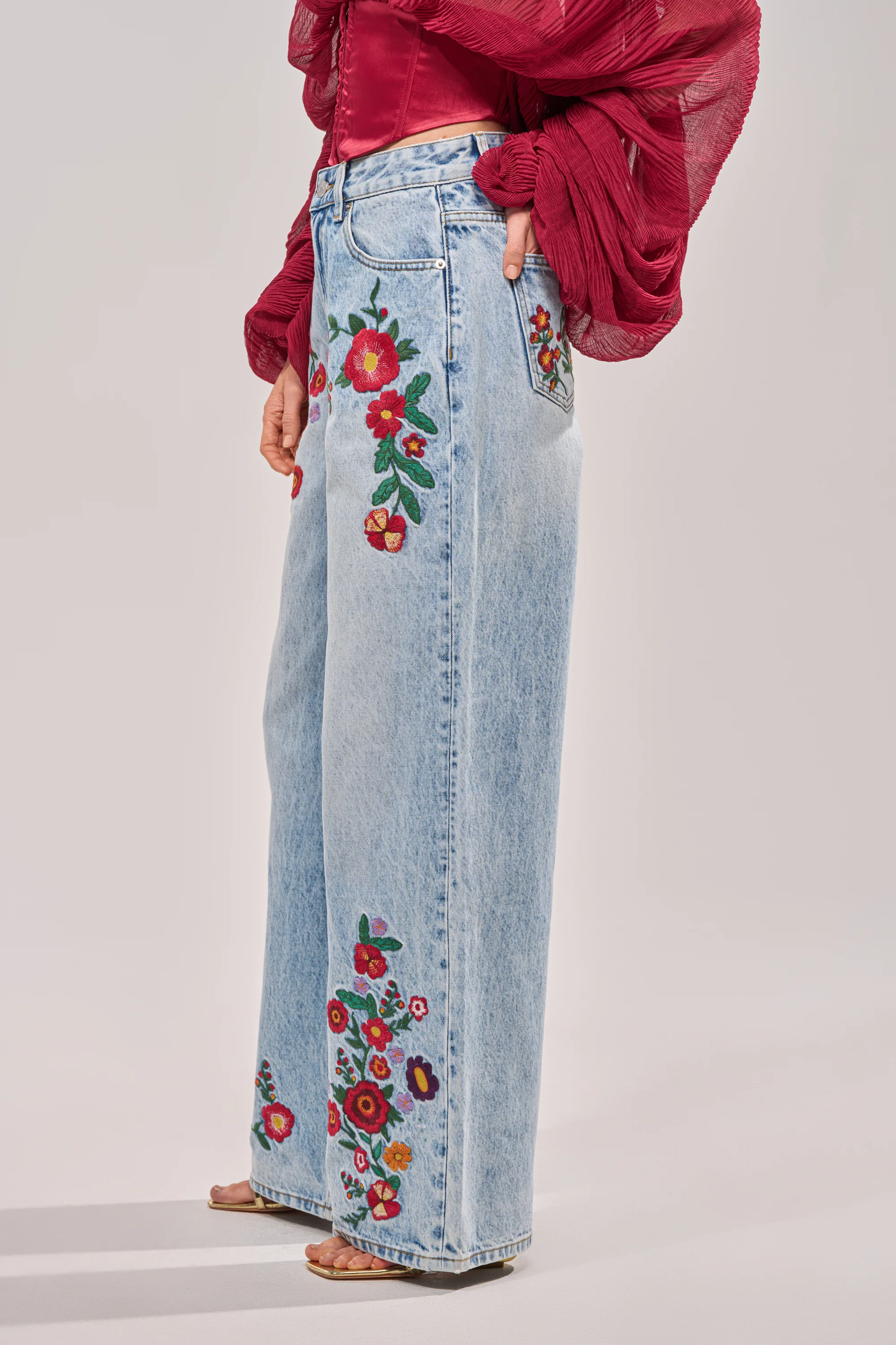 GIVE ME FLOWERS WIDE LEG DENIM - Image 4