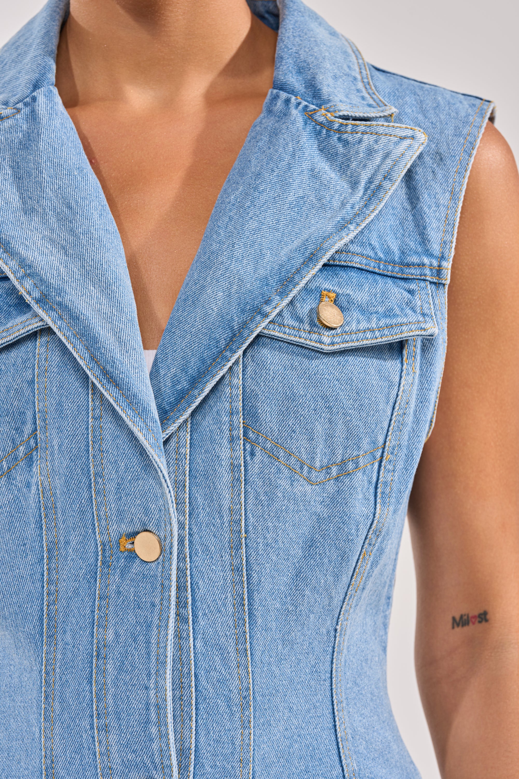 GOTTA DIP LONG DENIM VEST - Image 6