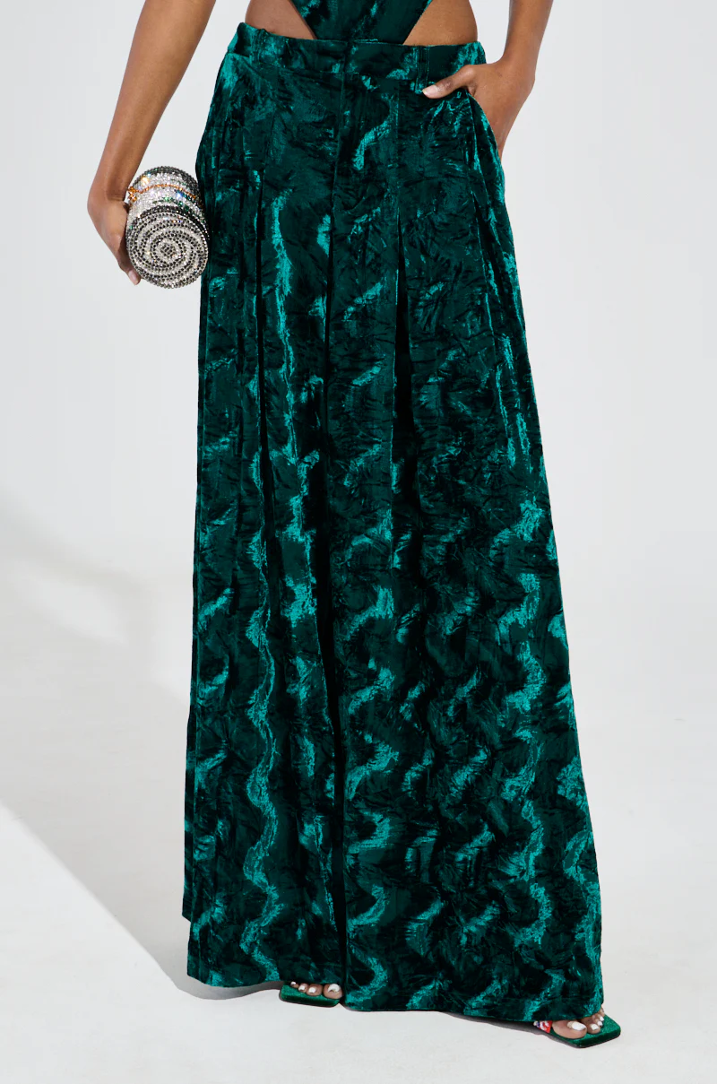 GREEN WITH ENVY VELVET WIDE LEG TROUSER - Image 2