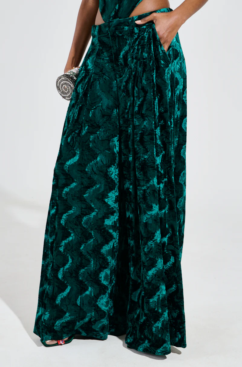 GREEN WITH ENVY VELVET WIDE LEG TROUSER - Image 3