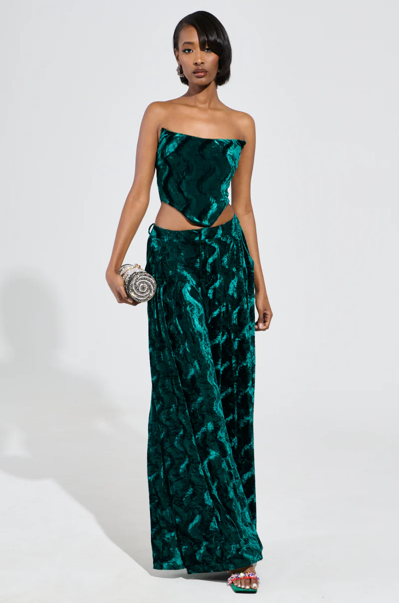 GREEN WITH ENVY VELVET WIDE LEG TROUSER - Image 7