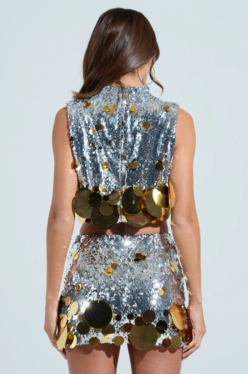 GROOVY NIGHTS SLEEVELESS SEQUIN MOCK NECK TOP - Image 5