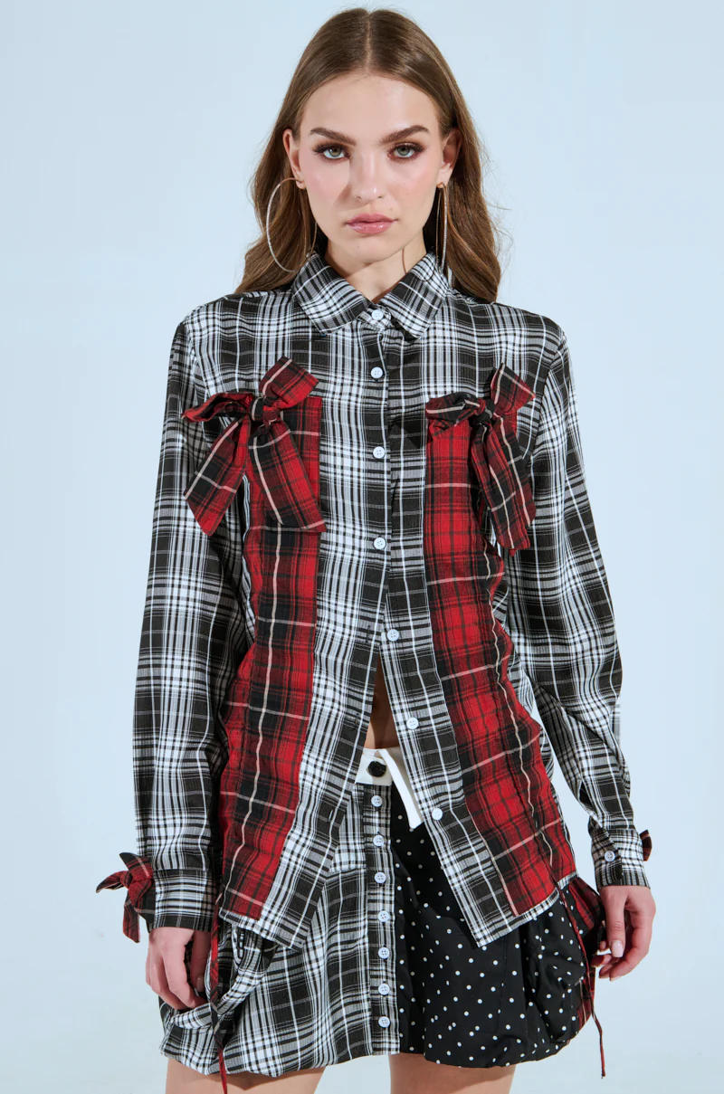 HAILEY PLAID BUTTON DOWN TOP - Image 4