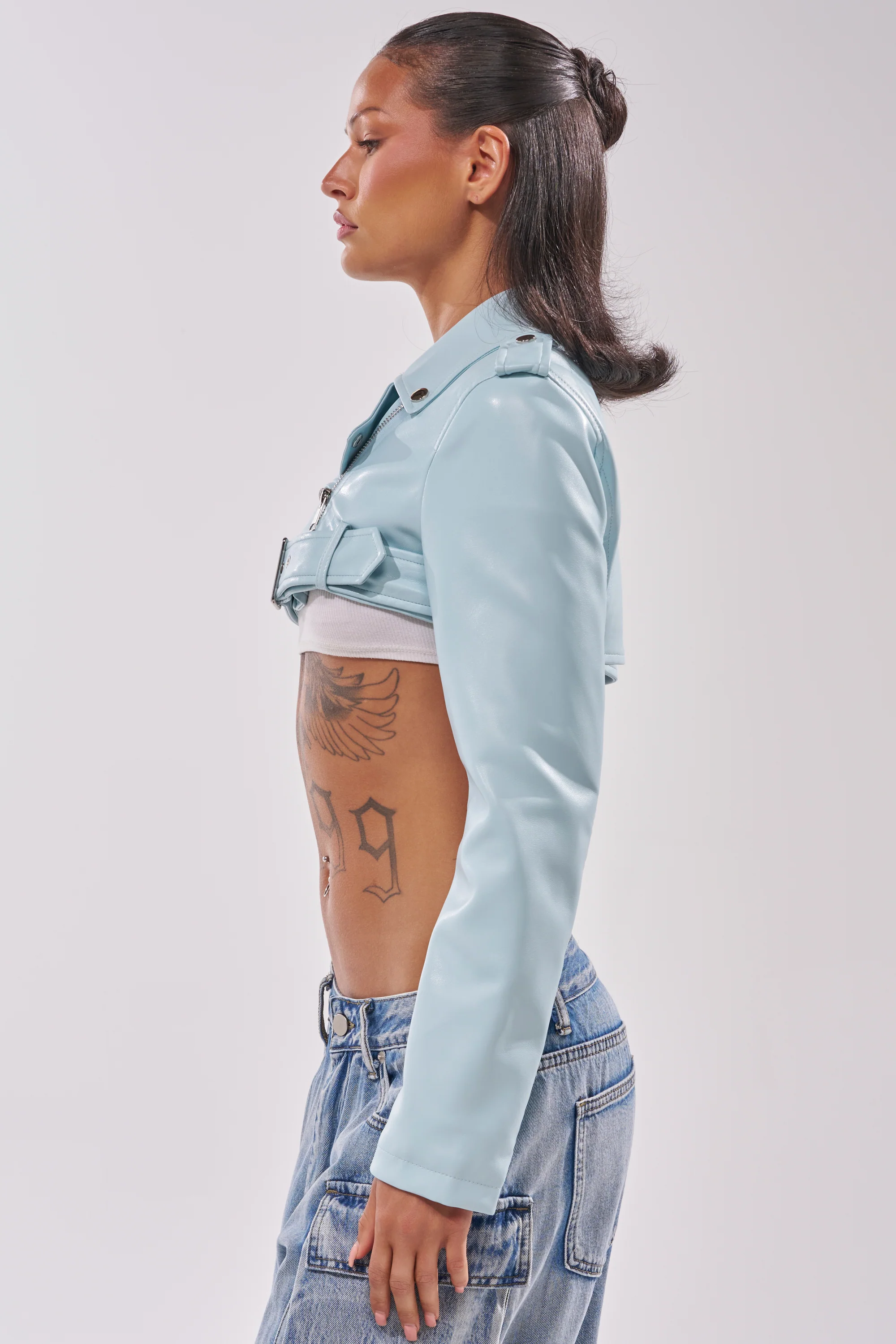 HARLEY LUXE ULTRA CROP MOTO IN LIGHT BLUE - Image 4
