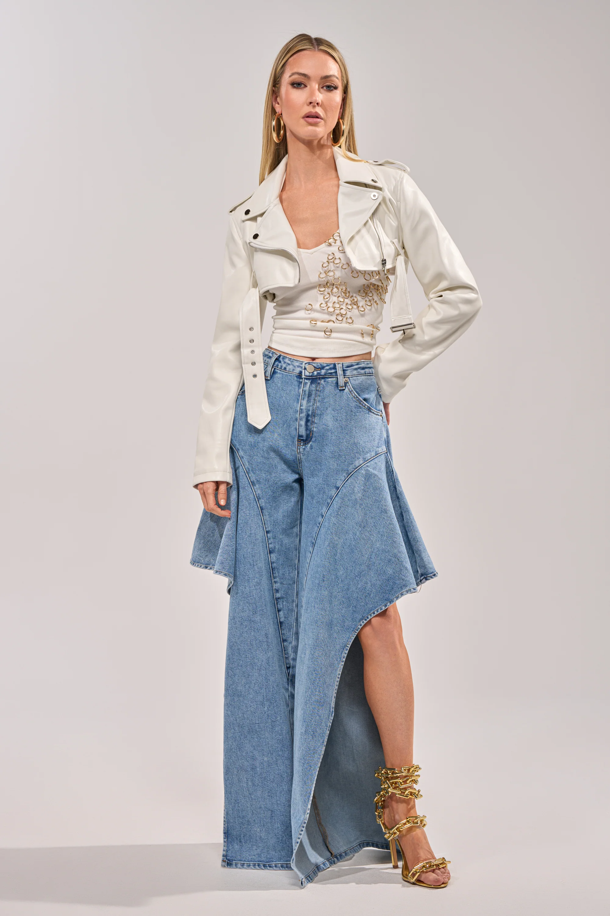 HARLEY LUXE ULTRA CROP MOTO IN WHITE - Image 9