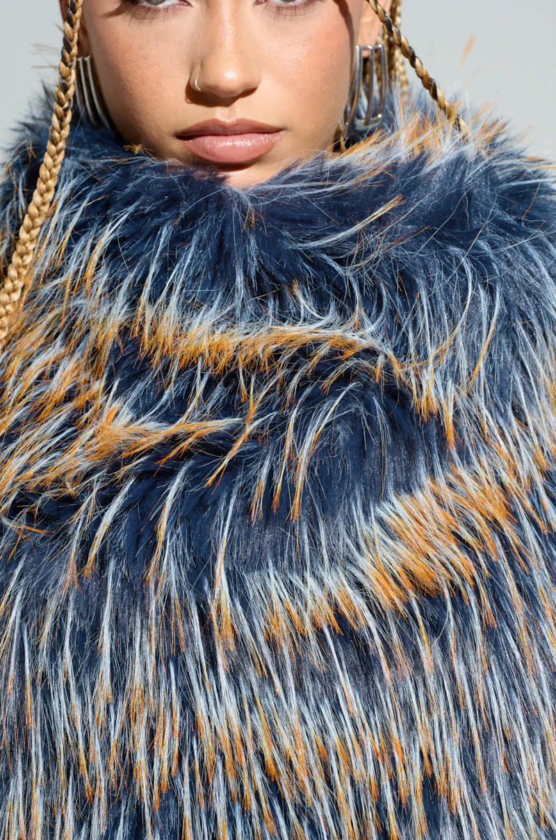 HEADED TO ASPEN SLEEVELESS FUR TOP IN BLUE - Image 7