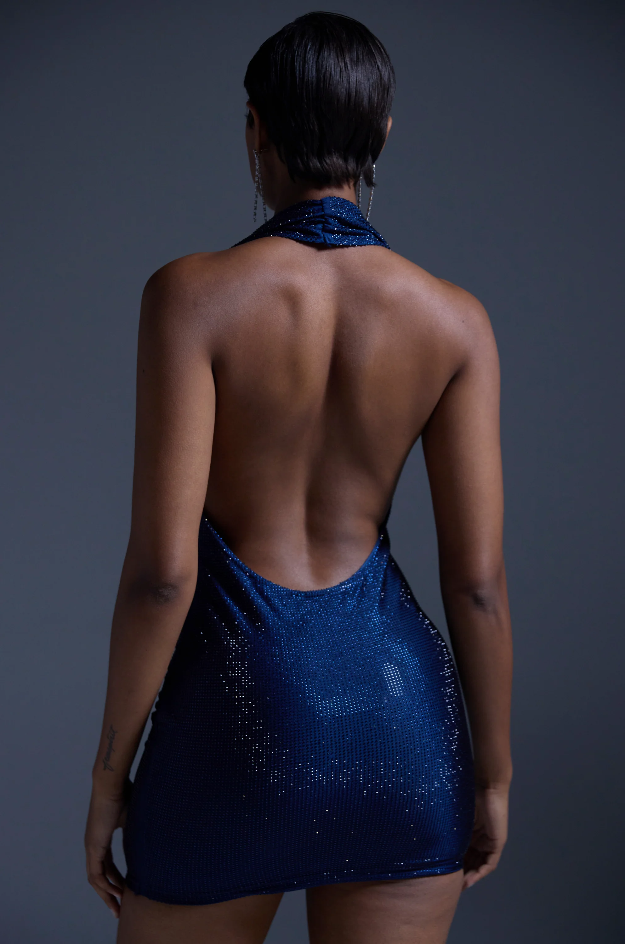 HEARTBREAKER RHINESTONE MINI DRESS IN NAVY - Image 4