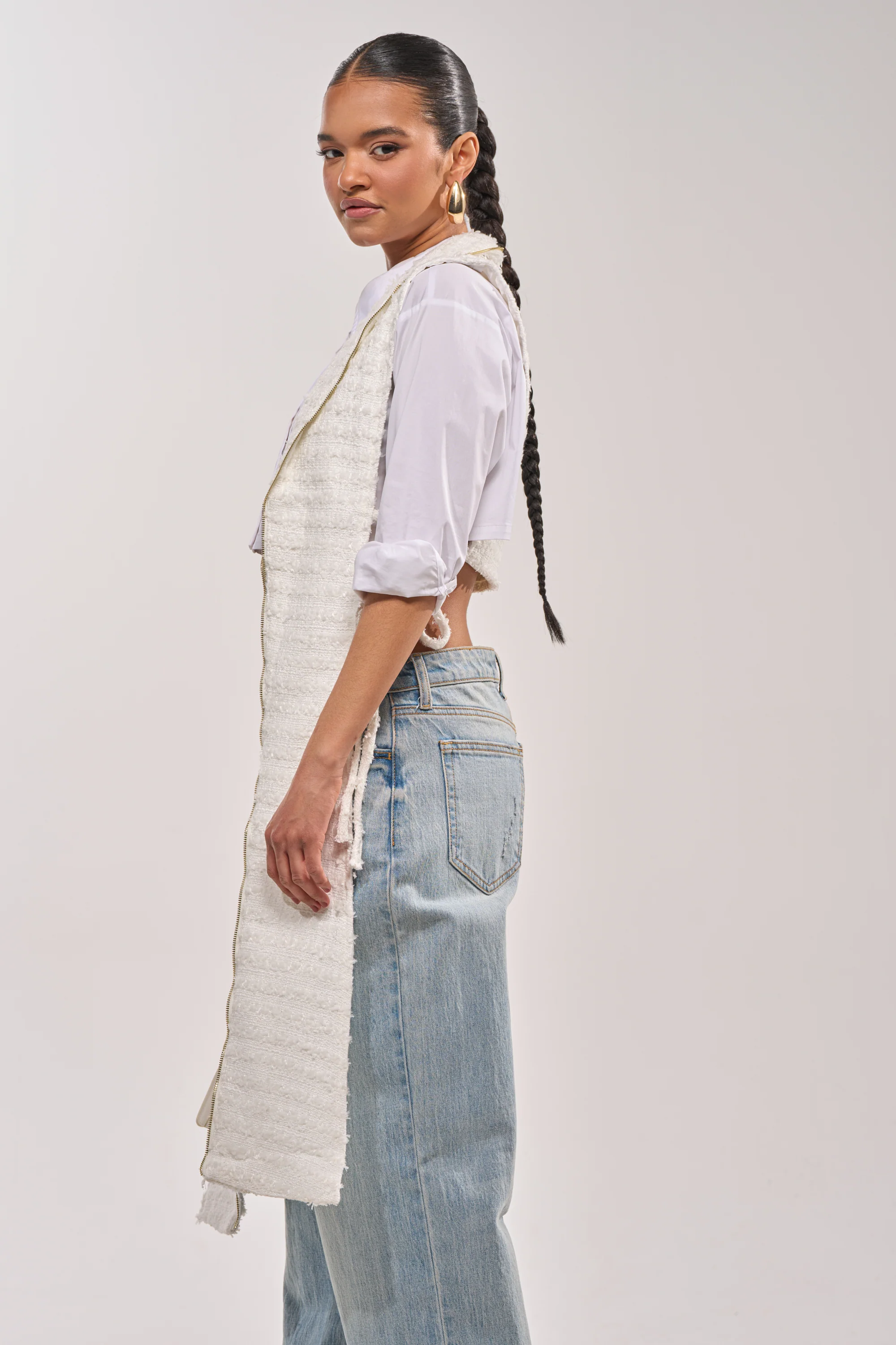 HONEY HONEY SPLIT VEST IN TWEED - Image 2